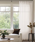 Pinch Pleated Extra Wide Linen Curtains For Patio Sliding Glass Door 84 Inches Long Cream Ivory 72 Inch Wide Drapes With Hooks And Rings