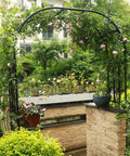 Beefy Garden Arch Trellis For Climbing Plants Outdoor 126 Inch Long 94.5 Inch High 15.8 Inch Wide Durable Galvanized Steel With Weatherproof Coating Perfect Lawn Decor For Weddings Parties And Ceremonies adorned with plants