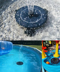 Sun Powered Bird Bath Fountain Pump With Four Nozzles And A 1.4W Solar Panel Kit Submersible Water Pump in operation