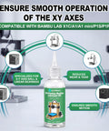 3D Printer Lubricating Oil 60ML for XY Axis, compatible with Bambu Lab X1C A1 Mini P1S P1P, shown with smooth operation feature