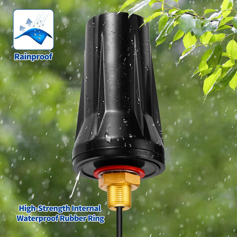 Outdoor 4G LTE Antenna With Wall Mount Waterproof SMA Male Connector Omnidirectional 5dBi Gain in rain showing waterproof design