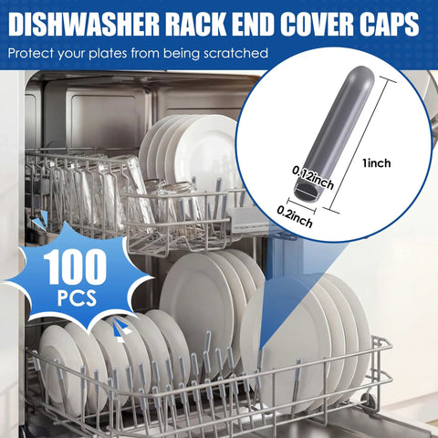 Dishwasher Rack Repair Kit With 1.7oz Grey Waterproof Coating And 100 Tine Prong End Caps in use on loaded dishwasher rack