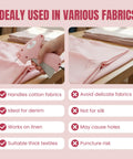 No Sweat Stitch Gun For Clothes Handheld Fabric Tacker Quick Fix Clothing Repair Hemming Kit in use on cotton fabric.