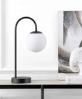 Mid Century Modern Glass Globe Table Lamp With White Shade And Black Base Dope Energy Saving LED Bulb Included