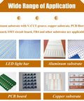 Various PCB substrates including LED light bar, aluminum substrate, copper substrate for Pro Grade PCB Depaneling Machine with V Cut Separator Built for Pros, 110V 40W Electric PCB Cutter for Circuit Board Substrate 0.6-1.6mm, 0-200mm/s Cutting Speed, Safety Guard, Hex Wrench Included