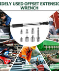 1/2 Inch Offset Extension Wrench Impact Ratchet Bar An Absolute Bad Boy For Snatching Sneaky Nuts Fast Heavy Duty Socket Extender Built Tough For Tight Spots And Shop Hustle with various adapters in a workshop setting.