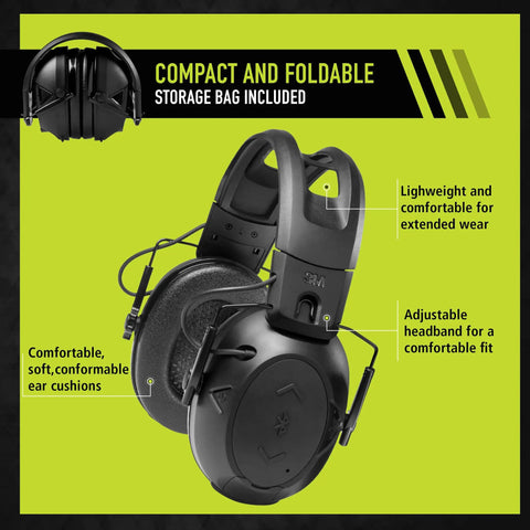 Bluetooth Hearing Protection Ear Muffs With 25 dB NRR Electronic Hearing Protection Headphones For Shooting And Hunting All Day Comfort Mowing Construction Concerts And More