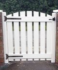 White gate with 18-Inch Matte Black Barn Door Hinges, Heavy Duty 4mm Thick Iron Gate Hinges, ideal for shed doors and exterior use