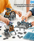 Children building robots from Solar Powered STEM Robotics Kit For Kids Aged 8 To 13 Build 12 Solar Robots Educational Science Experiment Set