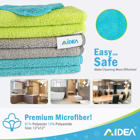 Grime Busting Ultra Soft 50 Pack Microfiber Cloths For Cars, Home And Kitchen, Lint Free, Streak Free, Scratch Free Rags shown.
