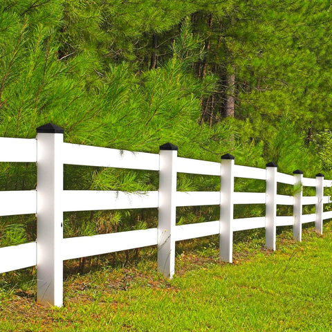 White fence with black Aluminum Pyramid Post Caps For 4x4 Wood Posts Black Outdoor Deck Fence Post Cap With Screws Fits Nominal 3.5 By 3.5 Inches Posts