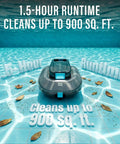 Cordless Robotic Pool Cleaner With Dual Motors Delivers Strong Suction Smart Self Parking LED Indicator Pool Vacuum For Above Ground Flat Pools Up To 900 Sq Ft Gray submerged in pool