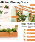 Raised Garden Bed With Arch Trellis for Outdoor Climbing Vines, wood planter box with hanging roof and side trellises