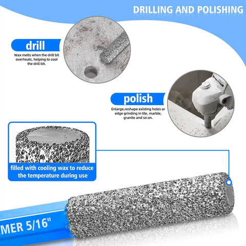 5-Piece Diamond Drill Bit Set For Tile And Stone with focus on 5/16 inch drill bit for ceramic glass porcelain marble granite.