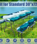 Picnic Table Cover Set With Two Bench Covers For 6 Foot Tables Elastic Spandex Stretch Fit Washable Forest Green 72 Inch