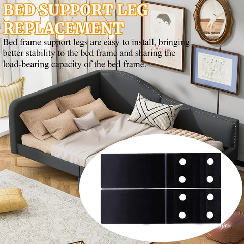 Heavy Duty Rock Solid Bed Frame Legs Replacement Kit With Bolt On Hardware 5 Inch Straight Support Feet for Wooden Beds in Black