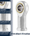 6mm Inside Diameter Rod End Bearing M6 1.0 Female SI6TK 4 Pack Heavy Duty High Load Carbon Steel Body White Galvanized Copper Gasket Hardened Bearing Steel Ball Joint For Low Noise Precision And Long Life, shown close up