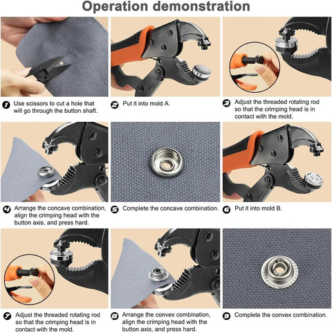 Operation demo for Heavy Duty Snap Fastener Kit With 210 Pieces Of Marine Grade Stainless Steel Snaps For Canvas Boat Covers