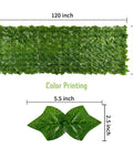Artificial Ivy Privacy Fence Screen 39.4x118 Inches Expandable Faux Ivy Hedge With 80 Zip Ties, showing dimensions and leaf detail