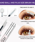 Lash Bond And Seal Waterproof Adhesive For Cluster Lashes with double-ended brush showing usage on lashes.