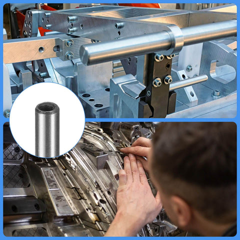 M3 Internal Thread Dowel Pin 20 Pack, 5x50mm Chamfered Flat Carbon Steel Cylindrical Pins For Beds, Shelves, Cabinets And Metal Projects, Industrial Grade, Anti Rust, Durable And Easy Fit installed in machinery and used in metal assembly