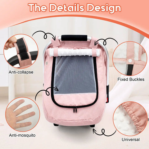 All Season Waterproof Baby Car Seat Cover With 3D Mink Dot Interior Dual Breathable Vents Universal Canopy For Boys And Girls