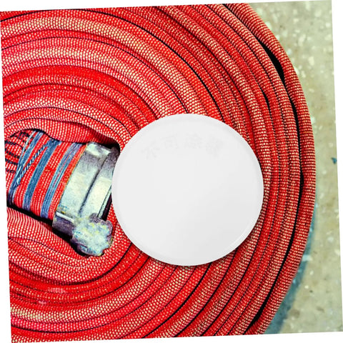 Four Pack Heavy Duty Metal Fire Sprinkler Nozzle Cover Plates Dead Easy Install For Concealed Automatic Sprinkler Systems on red fire hose.
