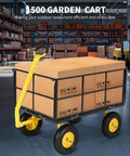 Heavy Duty Steel Garden Cart With 1500 Lb Capacity loaded with boxes in a warehouse setting