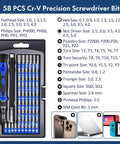 62-In-1 Precision Screwdriver Kit With 58 Magnetic Bits, Flexible Shaft, Extension Rod for Electronics Repair, product packaging shown