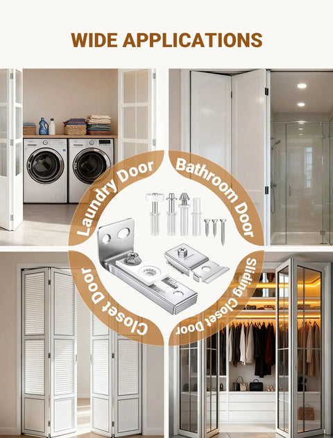 Heavy Duty Bifold Door Hardware Repair Kit 2 Pack for Bi Fold Sliding Closet Doors Replacement Parts with applications