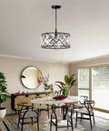 Dope Black Crystal 3 Light Chandelier For Dining Room And Living Room in a modern dining room setting