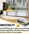 Sliding Patio Door Rollers 2-Pack For Pella Doors, 1-1/2 Inch Steel Ball Bearing, Adjustable shown with sliding doors
