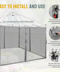 Mosquito Net For 10x10 Gazebo Pop Up Canopy With Zipper Mesh Sidewalls installed, showing easy installation and durable design.