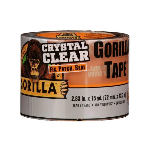 Crystal Clear Heavy Duty Duct Tape For Indoor And Outdoor Repairs 2.83 Inch Wide By 15 Yard Roll in packaging