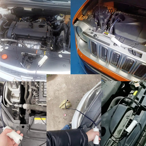 Hassle Free Grab And Go Portable Usb Oil Extractor Pump With Suction Syringe Flexible Hose used in car engine compartments for fluid extraction.