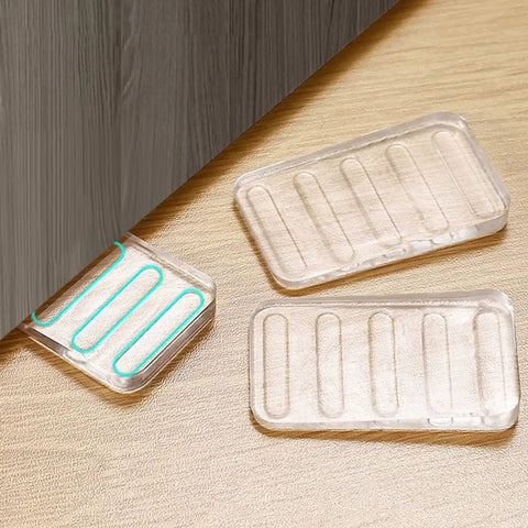 Clear Plastic Shim Wedges 8 Pack for Leveling Tables and Furniture, displayed on wooden surface, close-up view of wedges.
