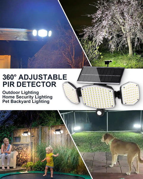 Solar Motion Sensor Outdoor Lights With Stakes For In Ground Or Wall Mount 270 Degree Wide Angle Illumination 208 LED Solar Powered Security Flood Lights IP65 Waterproof No Fuss 2 Pack For Yard Garden Front Porch