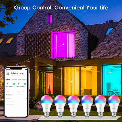 Smart WiFi Color Changing LED Light Bulbs With Alexa Google Home Siri Control 900 Lumen 10W 80W Equivalent A19 E26 8 Pack