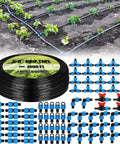 1000 Ft 5/8 Inch Drip Tape Irrigation Kit With 6-Inch Spacing, 8 Mil Wall Thickness, garden displayed with accessories