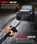 D Ring Separate Shackle With Snatch Block Three Quarter Inch Beefy Heavy Duty Tow Winch Pulley For Off Road Recovery Truck ATV UTV Black Orange Heavy Duty Tow Gear For Off Road Vehicle Recovery And Winch Accessory For Jeep Truck SUV on Jeep recovery rope