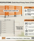Solid Cedar 3 Panel Privacy Fence Screen For Air Conditioner 36x36 Inches With 4 Metal Stakes Quick Assembly Outdoor Decor