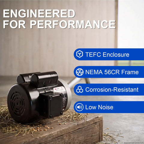 Rock Solid Two Horsepower Farm Duty Electric Motor 1725 Rpm Ac Pump Motor 115 208 230 Volt Nema 56c C Face Mount, TEFC enclosure.
