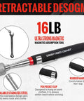 Image of Three Piece Telescoping Magnetic Pickup Tool Set With Sixteen Pound Heavy Duty Lift featuring a retractable design.