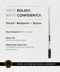 Tech2 Metallic Blue All In One Ballpoint Pen With Built In Stylus, Medium Point, Black Ink, Smooth Glide Write, Ergonomic Grip, Durable Metal Body For Everyday Carry on white background