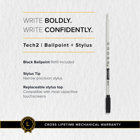 Tech2 Metallic Blue All In One Ballpoint Pen With Built In Stylus, Medium Point, Black Ink, Smooth Glide Write, Ergonomic Grip, Durable Metal Body For Everyday Carry on white background