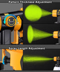 Heavy Duty Cordless Paint Sprayer With Variable Spray Settings And Four Copper Tips for precise pattern thickness and spray length adjustment.