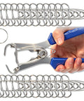 24 Piece Miter Spring Clamp And Pliers Kit Pro Grade Stainless Steel Woodworking Clamps with Storage Ring held in hand