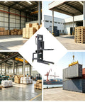 Handy Electric Pallet Stacker With Winch Lifts 600 Lbs Heavy Gear in spacious warehouse with stacked boxes