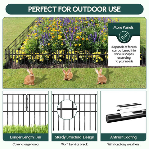 42.5 Ft Garden Fence Panels No Dig Fence For Dogs 30 Rustproof Metal Panels 13 Inch High Dog Safe Barrier Ground Defense display