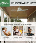 44 Inch Indoor Outdoor Ceiling Fan Without Light For Covered Areas White Finish With Damp Rating 6 Blade Design And Wall Control